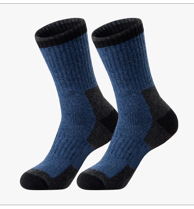 Men's Wool Fleece Lined Padded Warm Terry-loop Socks by GJG Denim