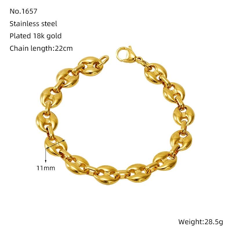 Stainless Steel Gold-plated Bracelet For Men by GJG Denim
