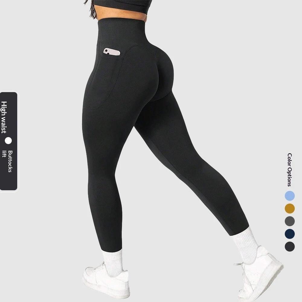 Womens Stretchy Pocketed Seamless Yoga Pants by GJG Denim