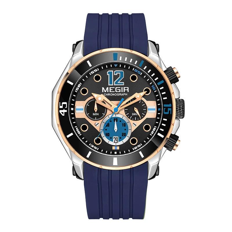 Multifunctional Timing Luminous Waterproof Silicone Sports Watch For Men by GJG Denim