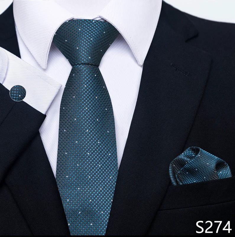 Men's Creative All-match Business Formal Wear Tie Scarf Cufflink Set by GJG Denim