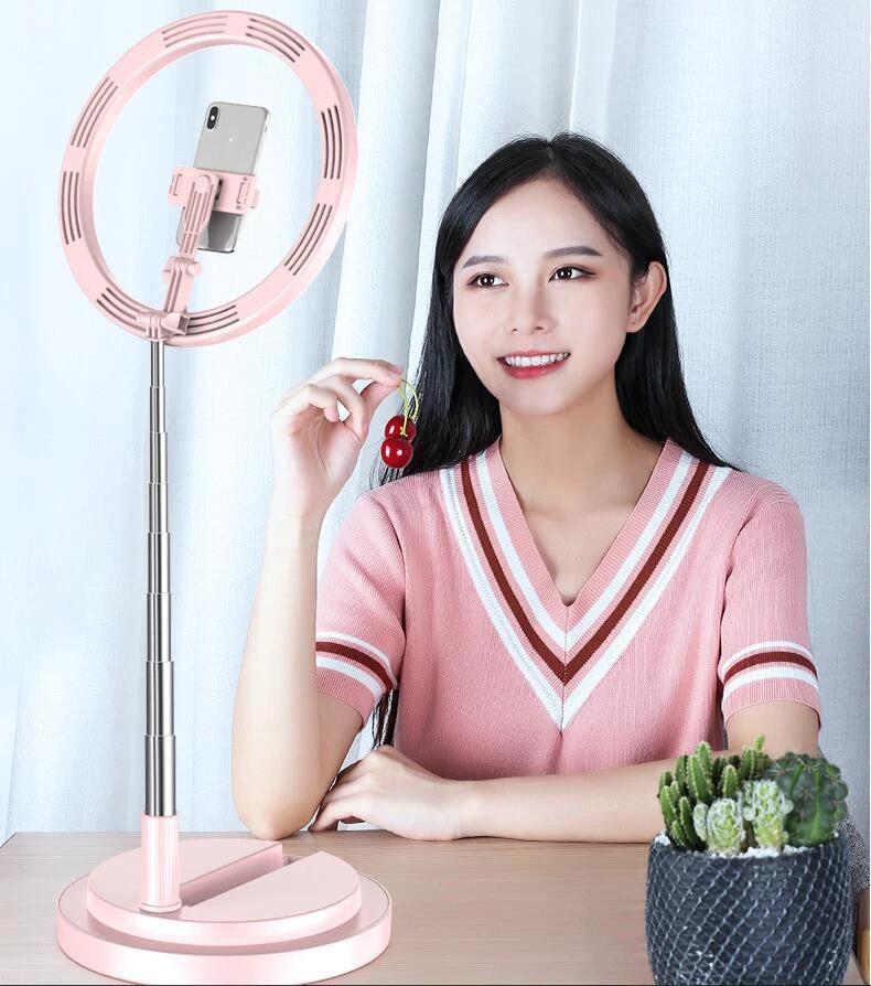 Compatible with Apple, Dimmable Light Selfie Ring LED 10 inch Video Studio Photography Lighting Portable for Youtube Vlog Live Photo with Tripod by GJG Denim