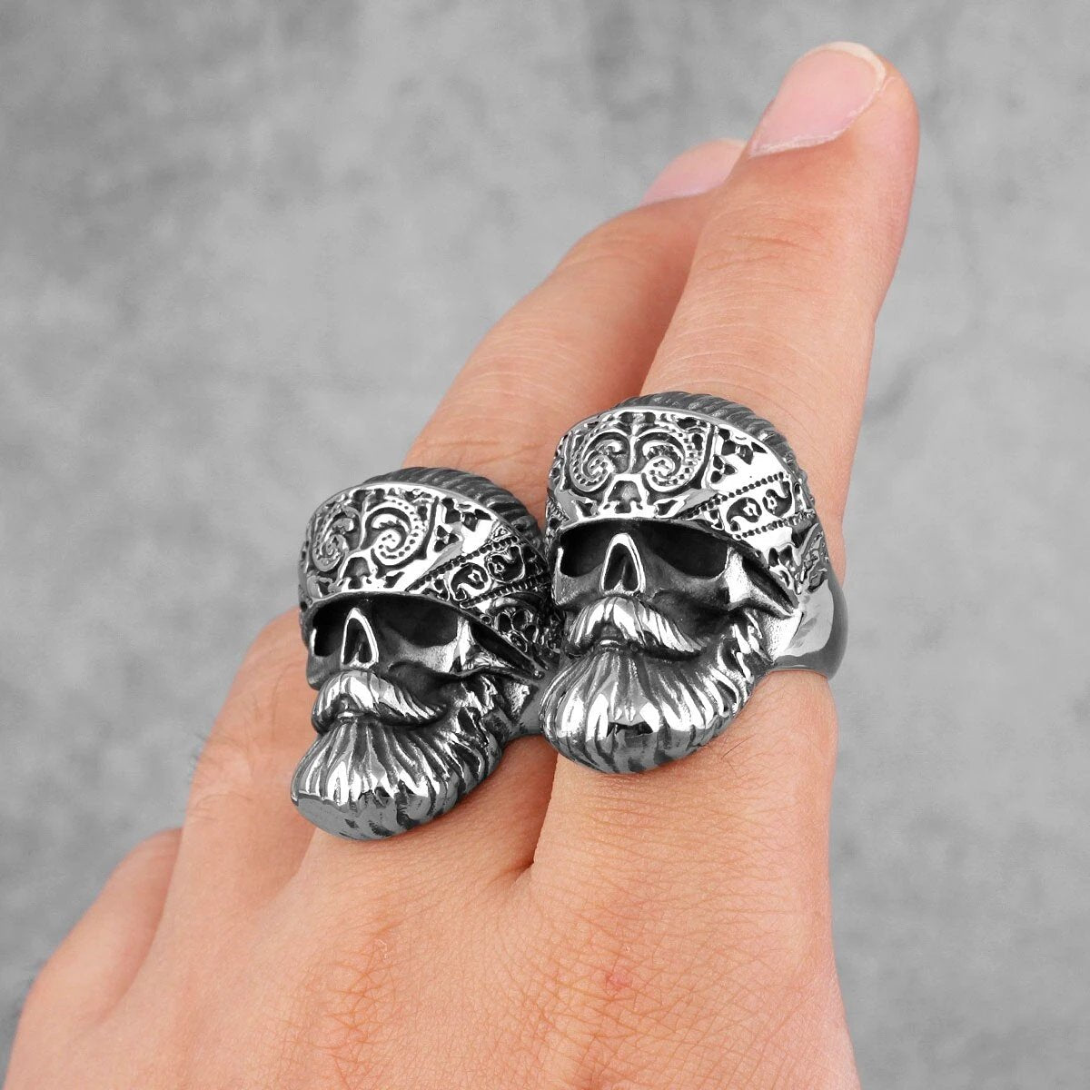 Bearded Stainless Steel Polished Titanium Steel Ring For Men by GJG Denim