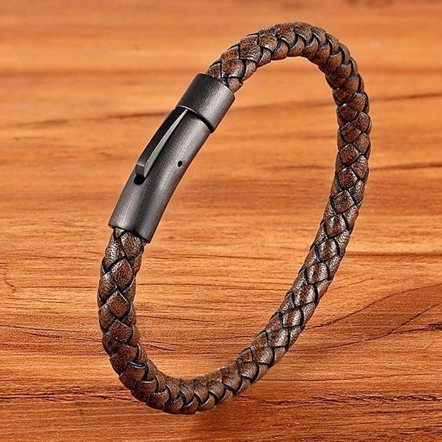 Men's Braided Stainless Steel Clasp Bracelet by GJG Denim