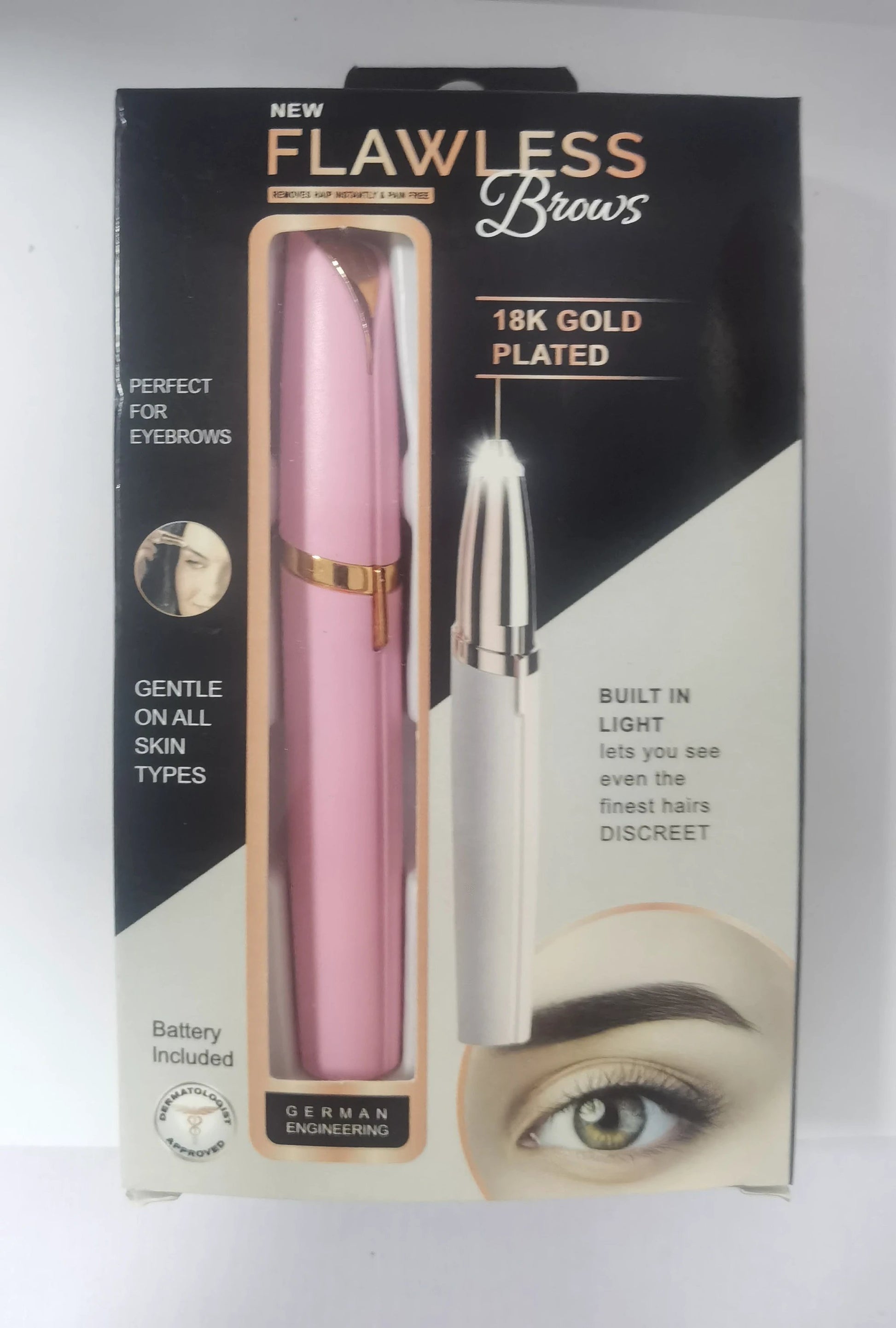 Mini Electric Eyebrow Trimmer Lipstick Brows Pen Hair Remover Painless Razor Epilator with LED Light by GJG Denim