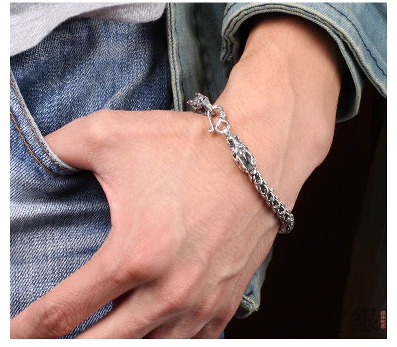 S925 Silver Bold Domineering Men's Faucet Bracelet by GJG Denim