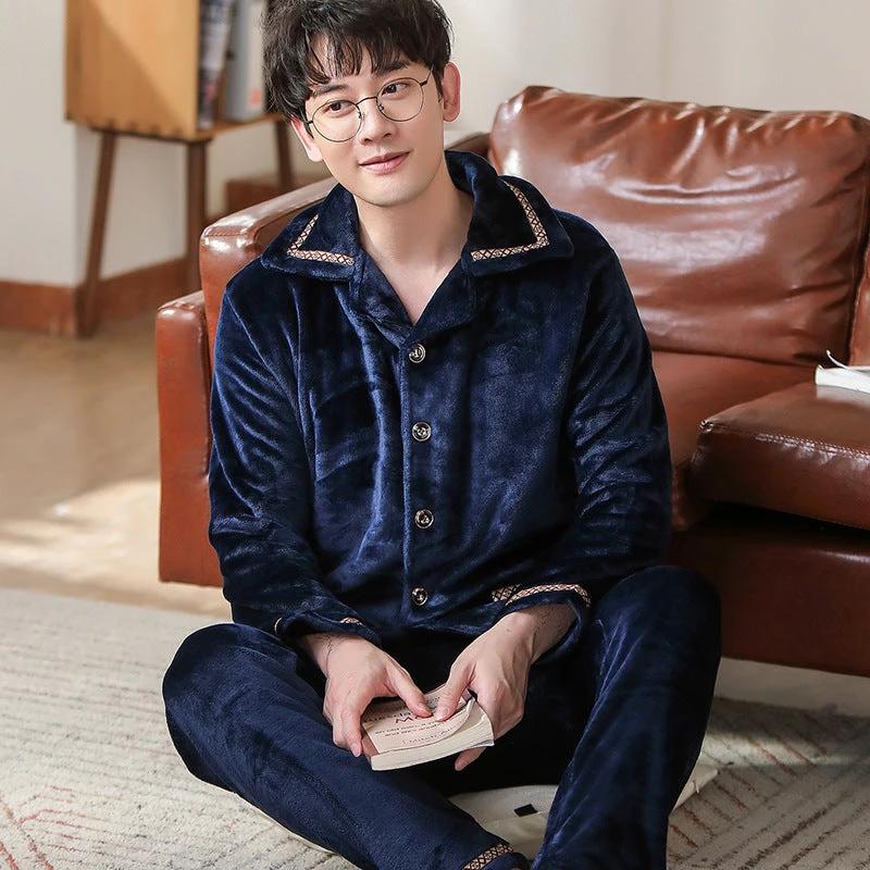 Men's Long Sleeve Cardigan Pajamas by GJG Denim