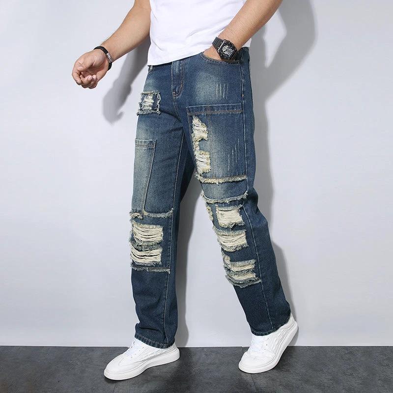 Men's Straight Wrinkle-resistant Loose Casual Jeans by GJG Denim