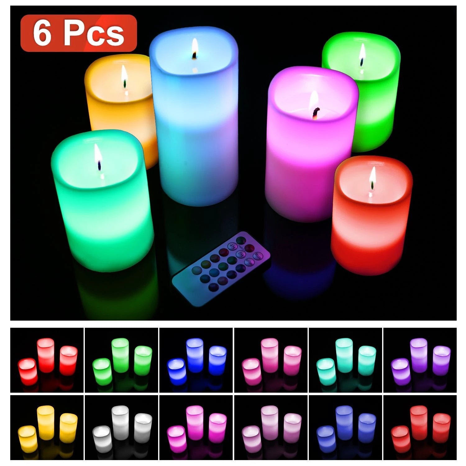 6Pc Flameless Candles Votive Candles Wireless Battery Operated LED Flickering Candles With Remote Control Timer by GJG Denim