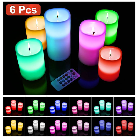 6Pc Flameless Candles Votive Candles Wireless Battery Operated LED Flickering Candles With Remote Control Timer by GJG Denim