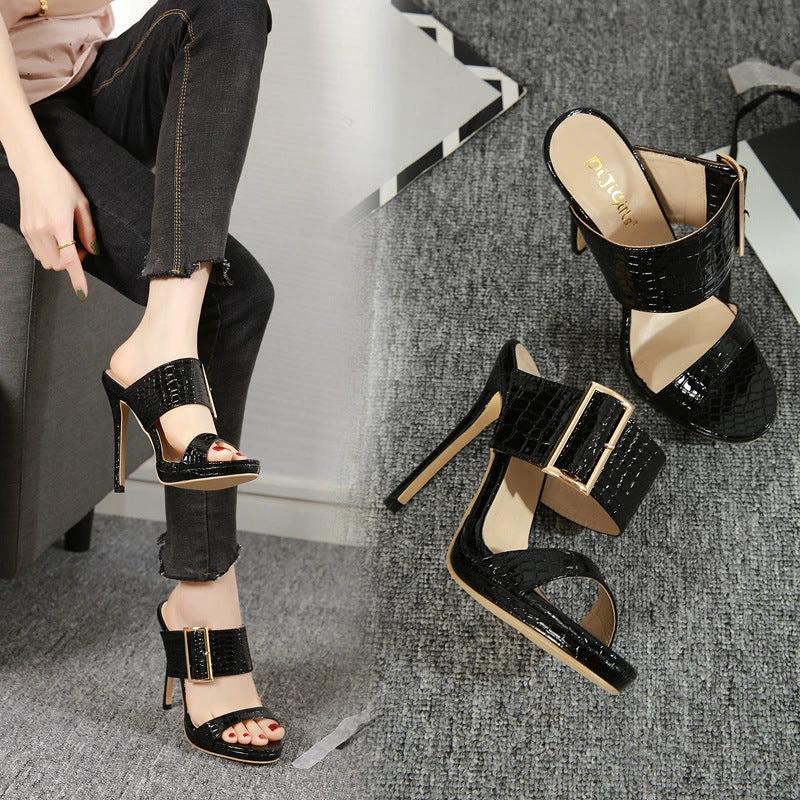 Simple high heel sandals by GJG Denim