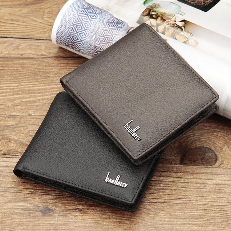 Genuine Leather Two-Fold Short Wallet For Men by GJG Denim
