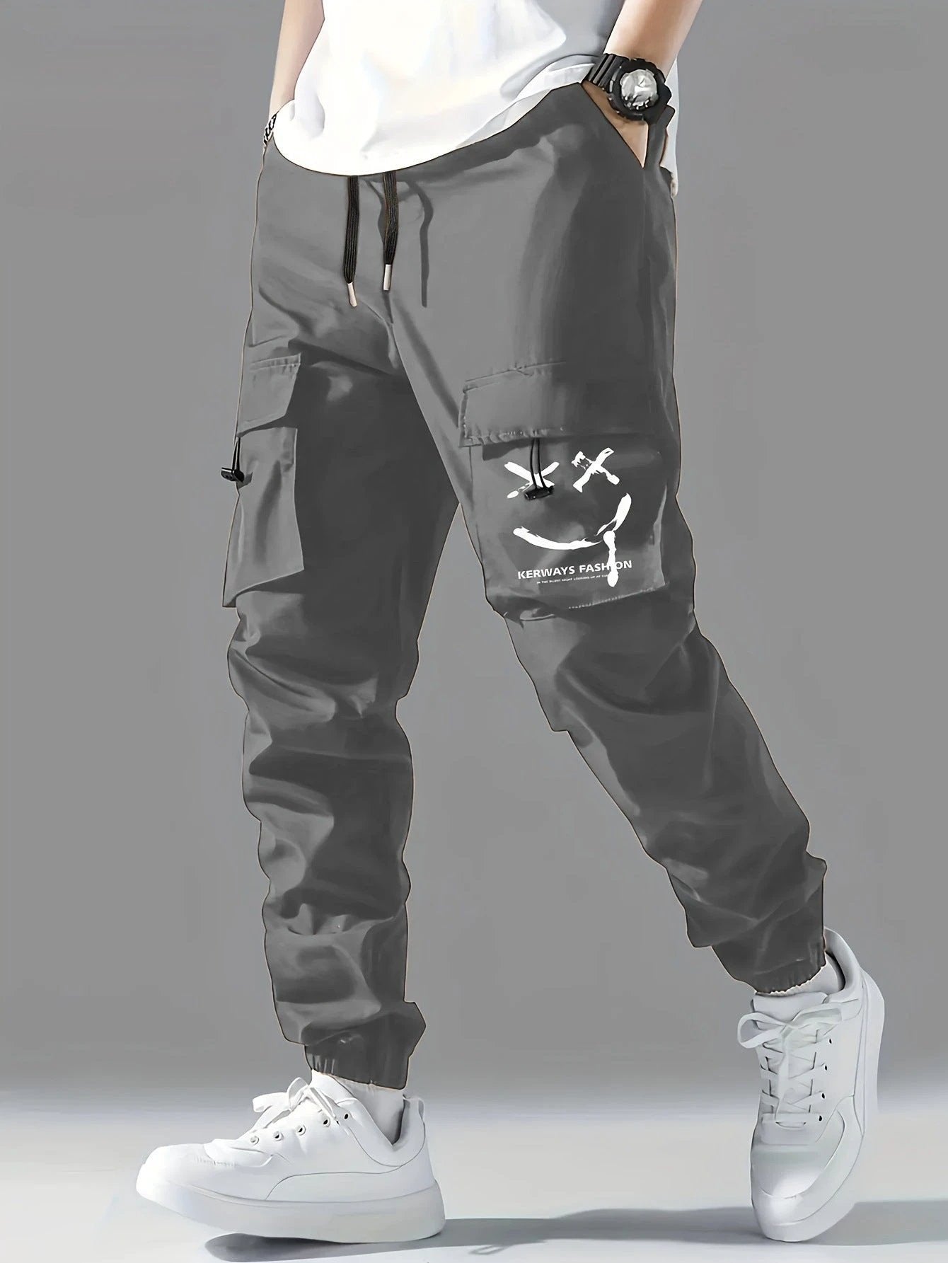 Straight Ankle Tied Wear-resistant Overalls Casual Pants by GJG Denim