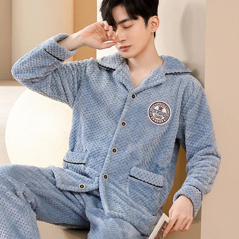 Men's Long Sleeve Cardigan Pajamas by GJG Denim