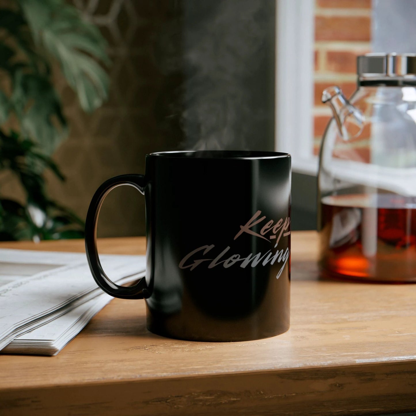 Keep Glowing Coffee Mug - Inspirational Gift, Motivational Drinkware, 11oz & by Printify