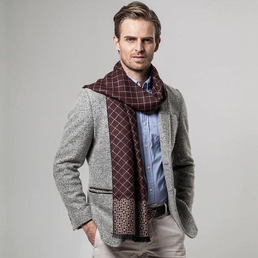 Classic Plaid Casual Warm Scarf For Men by GJG Denim