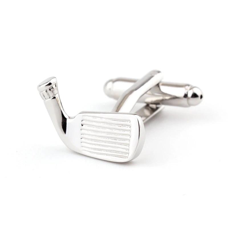 Golf Racket Shape Plain Metal Men's Cufflinks by GJG Denim
