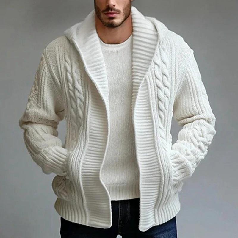 Men's Twisted-knit Cardigan Sweater by GJG Denim