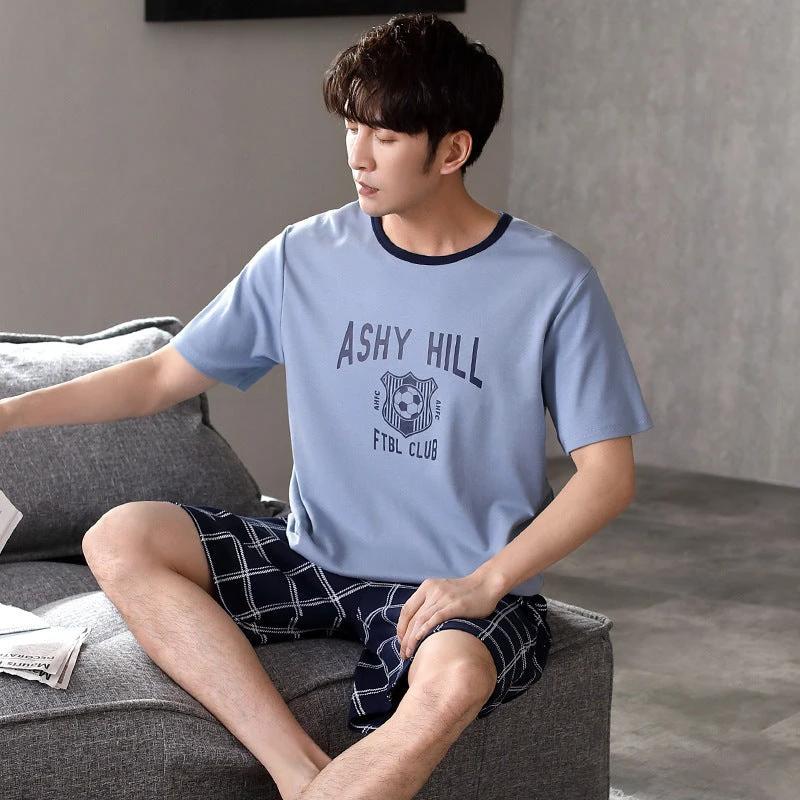 Men's Cotton Short Sleeve Pajama Set by GJG Denim