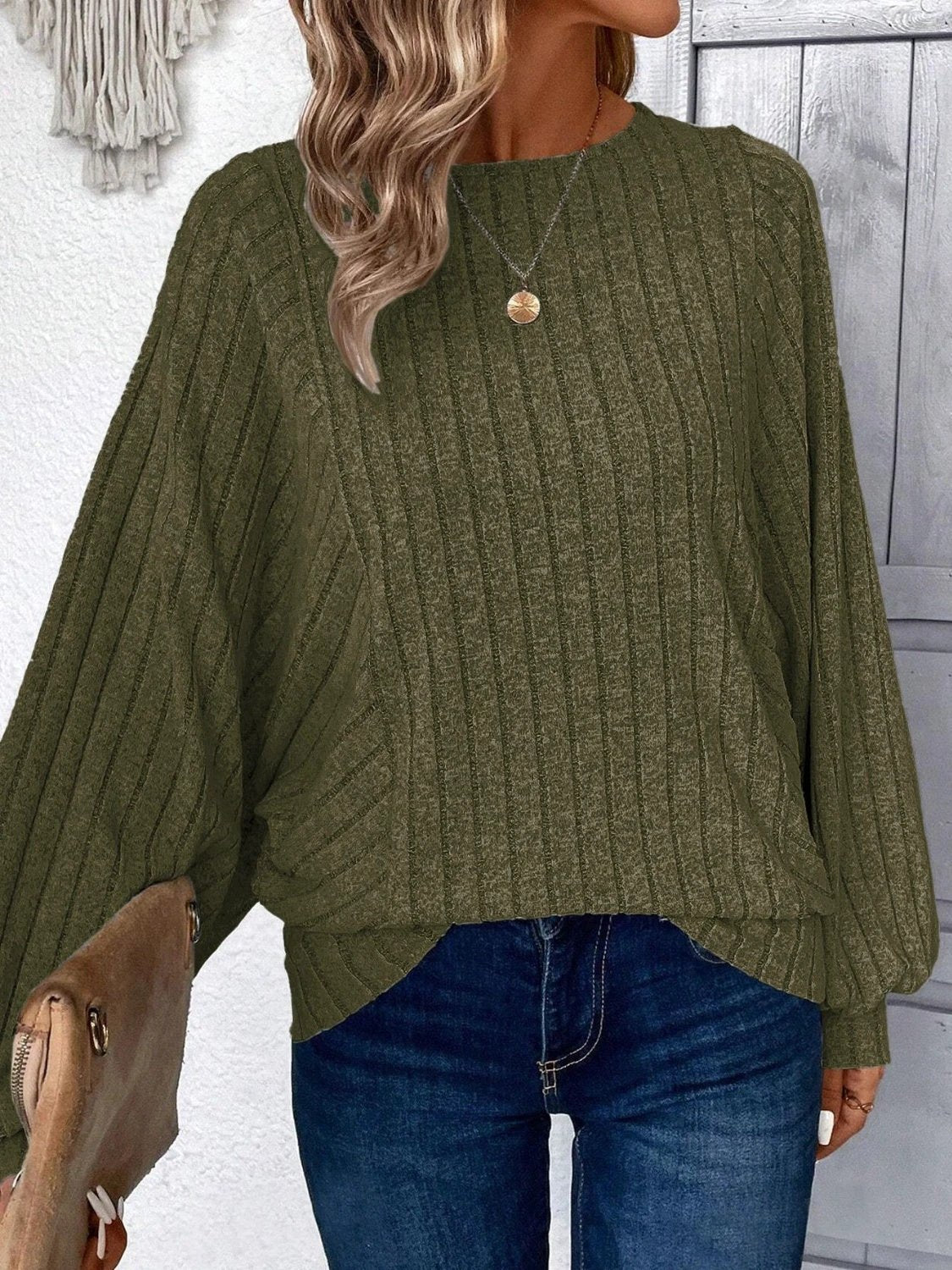 Plus Size Round Neck Batwing Sleeve T-Shirt by Lady Ros