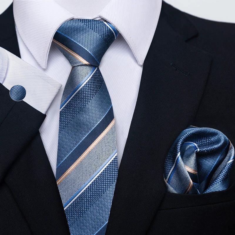 Men's Creative All-match Business Formal Wear Tie Scarf Cufflink Set by GJG Denim