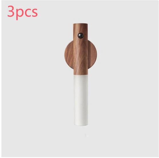 Auto LED USB Magnetic Wood Wireless Night Light Corridors Porch Lights PIR Motion Sensor Wall Light Cabinet Lamp by GJG Denim