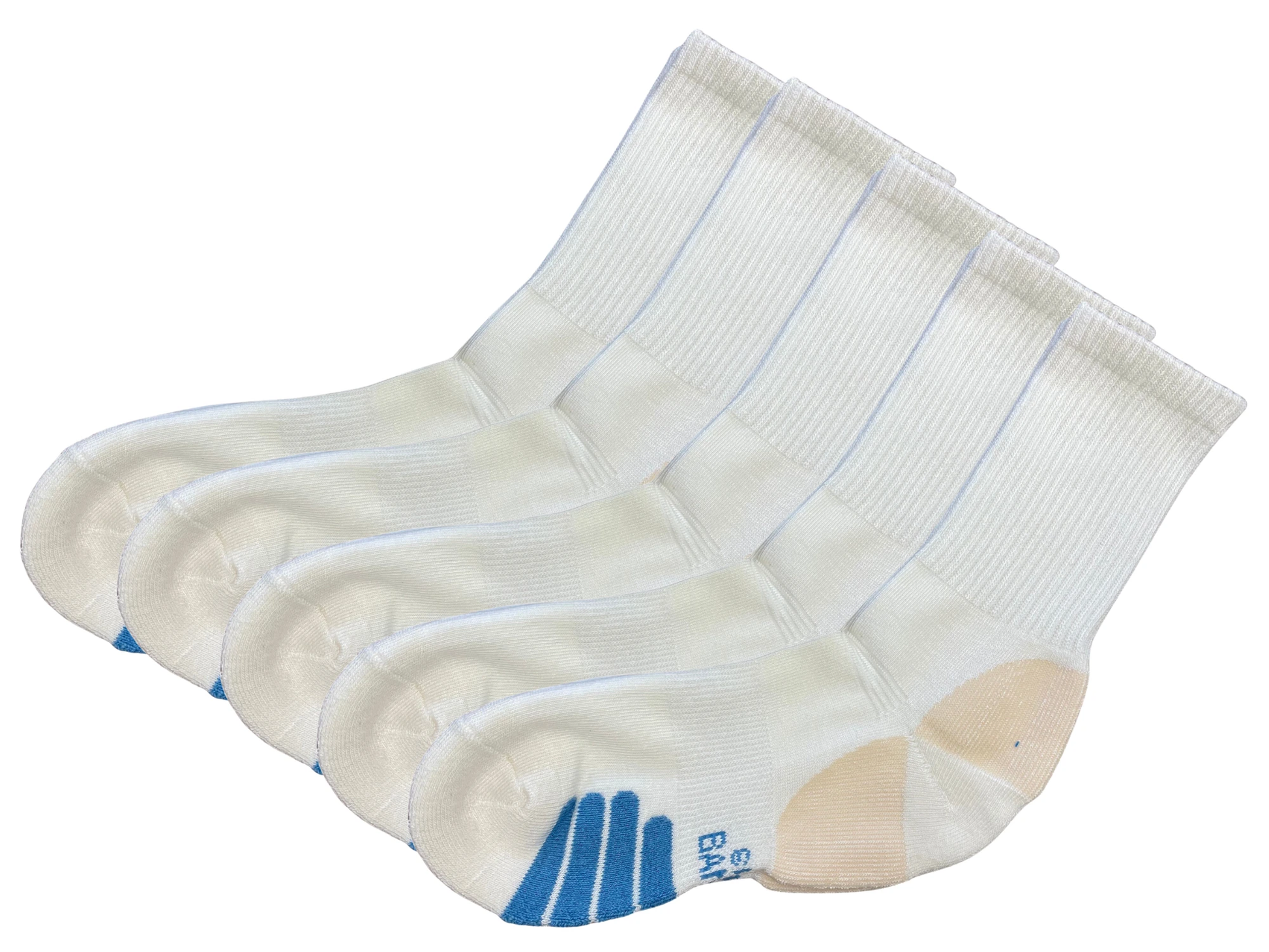 High Performance Crew Bamboo Viscose Socks Unisex White Color - 5-pack by Spun Bamboo