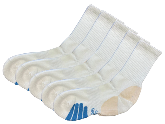 High Performance Crew Bamboo Viscose Socks Unisex White Color - 5-pack by Spun Bamboo