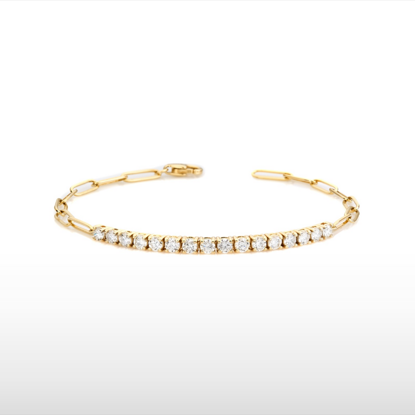 Natural Diamond Paperclip Bracelet in 14K Gold – 1.60ctw by Jewelry Mazal