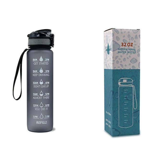1L Tritan Water Bottle With Time Marker Bounce Cover Motivational Water Bottle Cycling Leakproof For Sports Fitness by GJG Denim