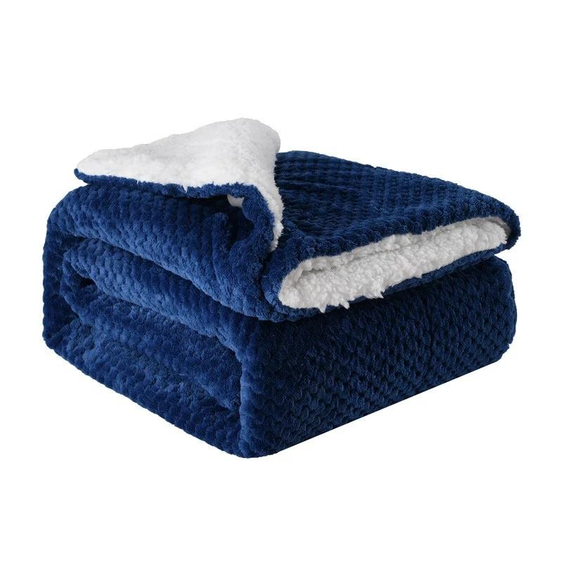 Thickened Flannel Lamb Wool Composite Double Leisure Blanket by GJG Denim