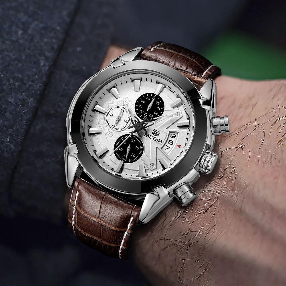 Men's Multifunctional Timing Quartz Three Eyes And Six Needles Waterproof Luminous Watch by GJG Denim