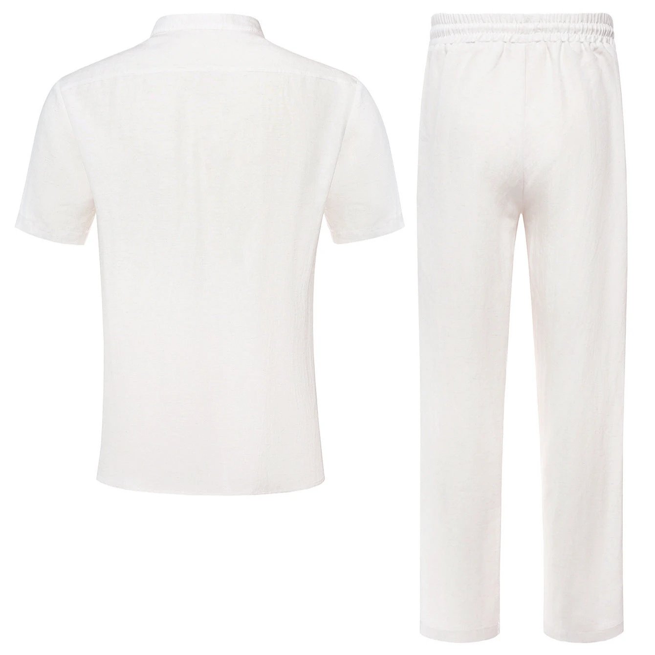 Men's Stand-Up Collar Breathable Shirt And Loose-Fitting Pants Set by GJG Denim