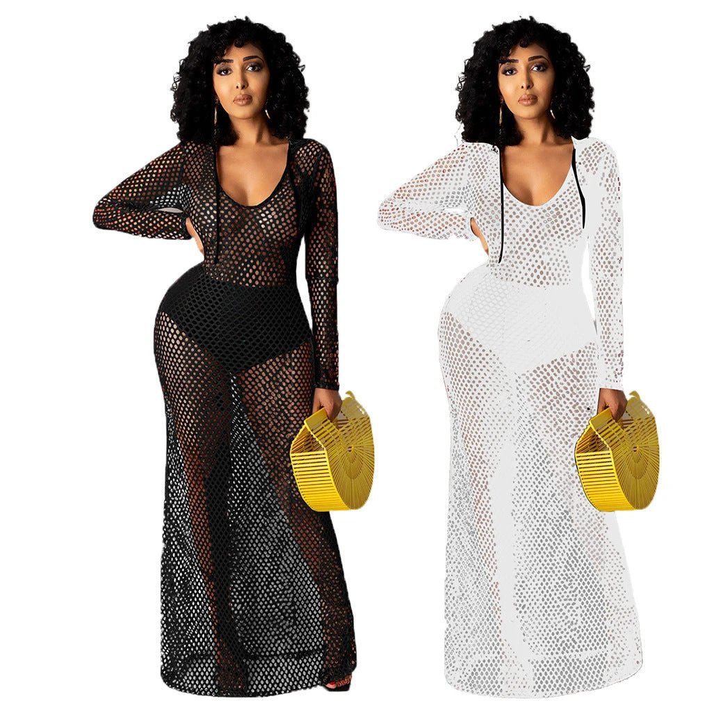 Hollowed Cover Long Skirt Bikini Swimwear Cover-up by GJG Denim
