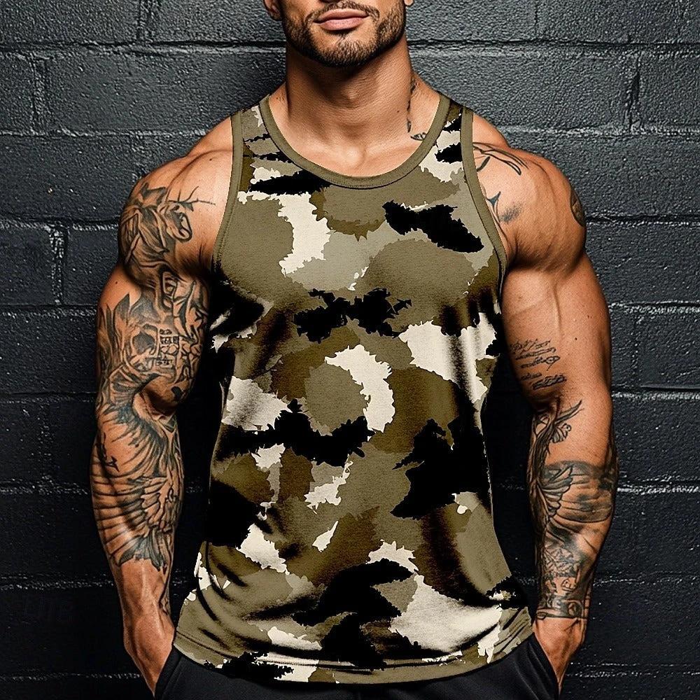 Fashion Camouflage Print Loose Short Sleeve Men by GJG Denim