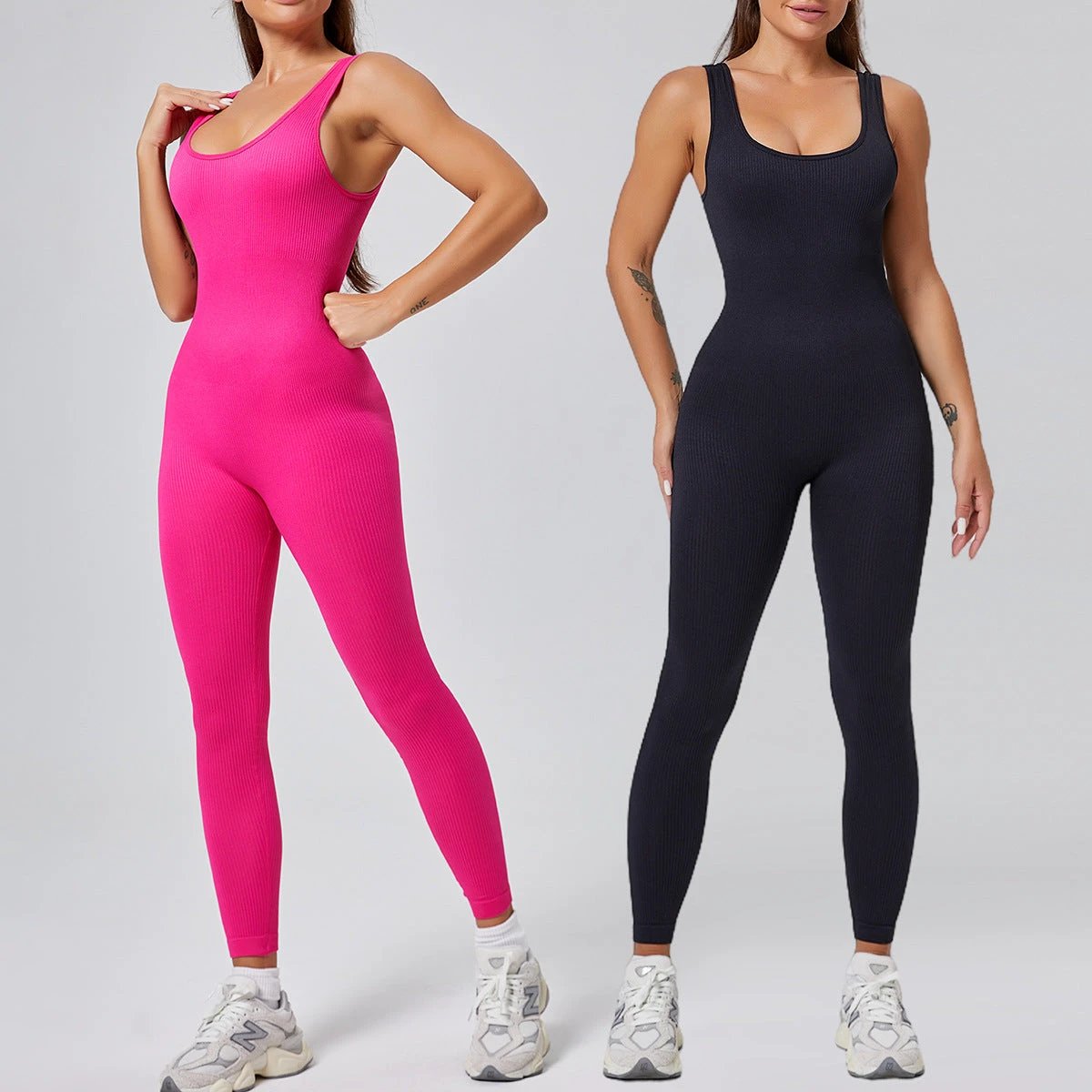 Threaded-knit Tummy-control Butt-lifting Form-fitting Breathable U-neck Bodysuit by GJG Denim