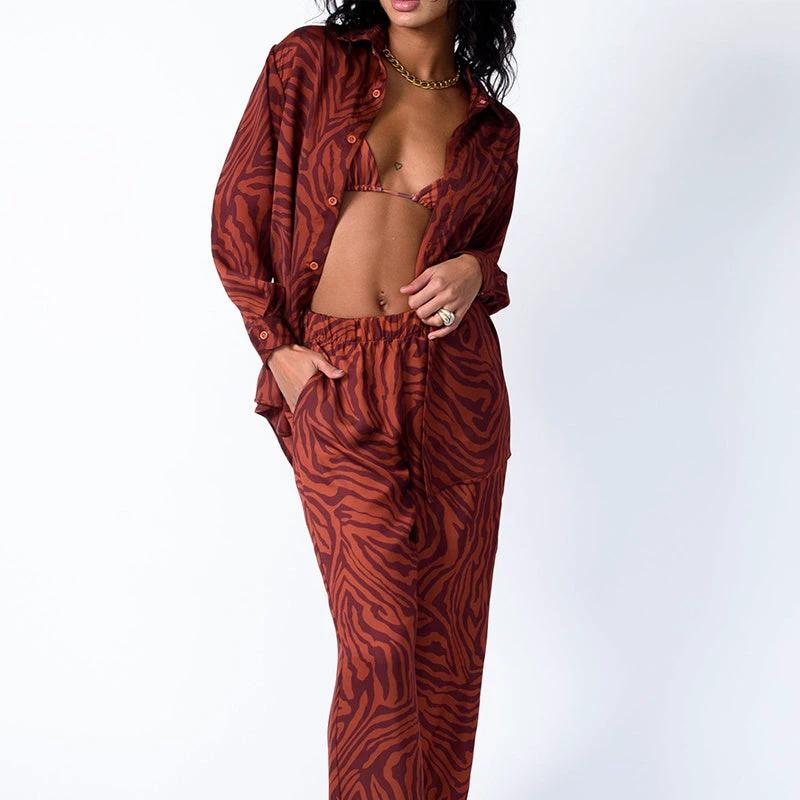 Loose Printed Shirt Women's Suit by GJG Denim