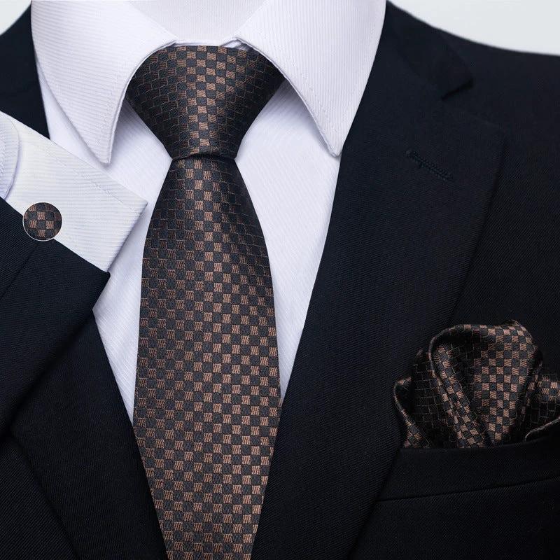 Men's Creative All-match Business Formal Wear Tie Scarf Cufflink Set by GJG Denim