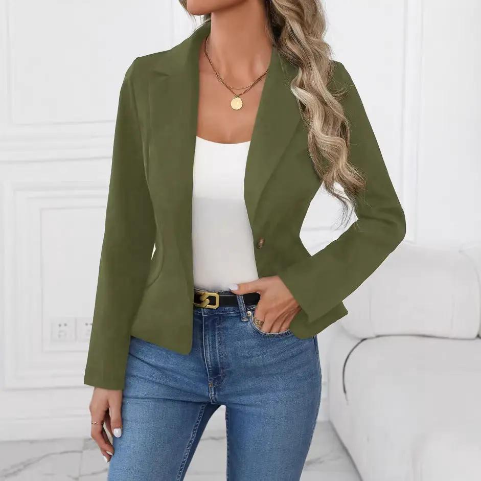High-end Solid-color Womens Blazer by GJG Denim