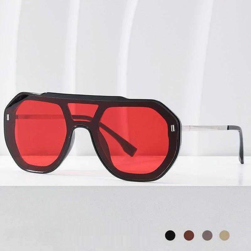 Large-frame Personalized Semi-metal One-piece Sunglasses For Men by GJG Denim