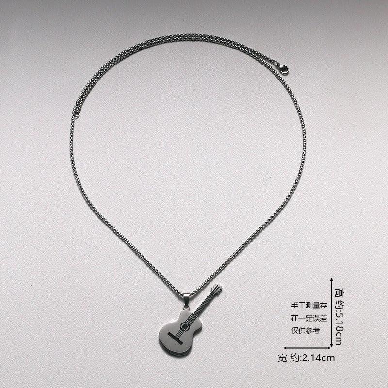 Stainless Steel Music Guitar Necklace For Men by GJG Denim