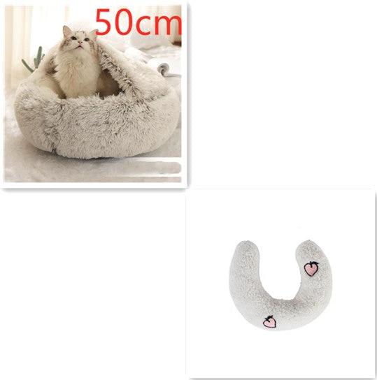 2 In 1 Dog And Cat Bed Pet Winter Bed Round Plush Warm Bed House Soft Long Plush Pets Bed Pet Products by GJG Denim