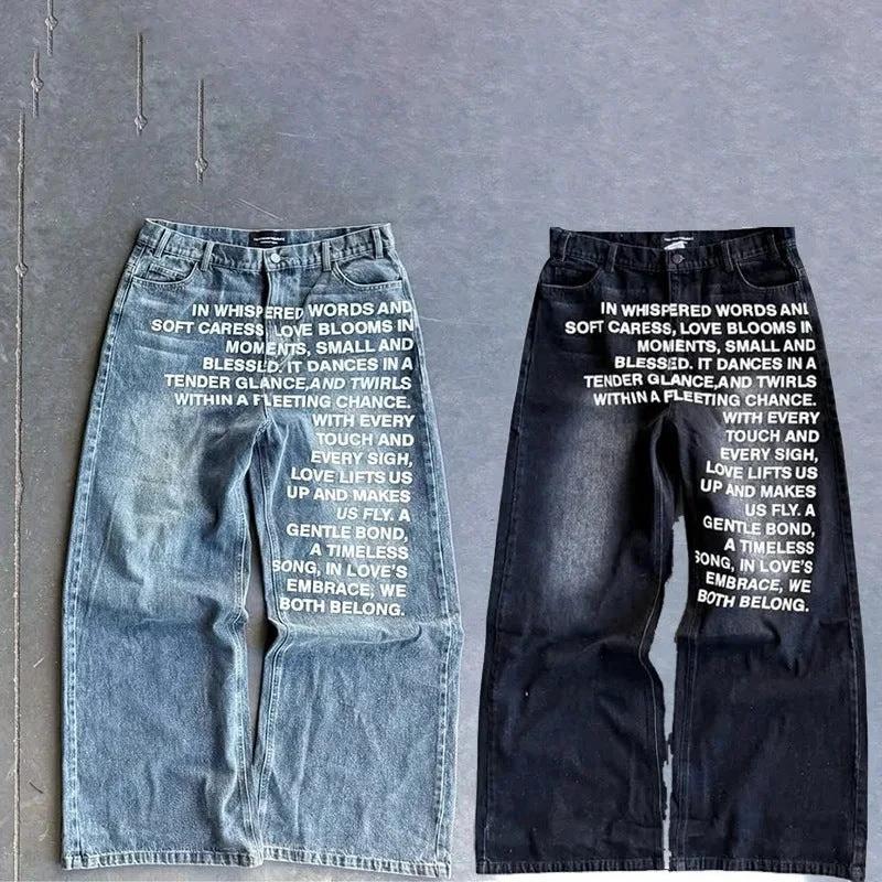 Men's Casual Loose Wide-leg Straight Pants by GJG Denim