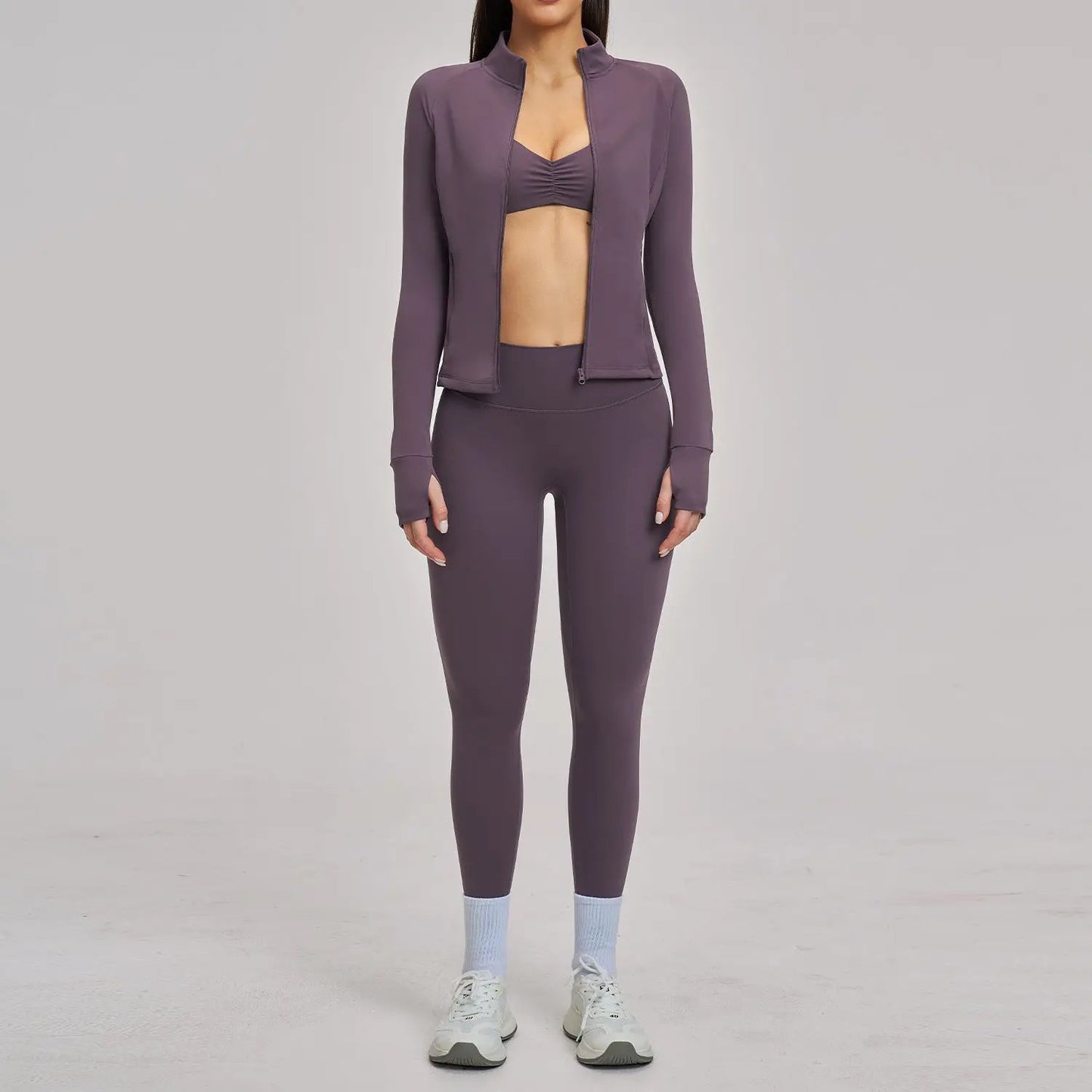 Brushed Zipper Casual Set For Women by GJG Denim