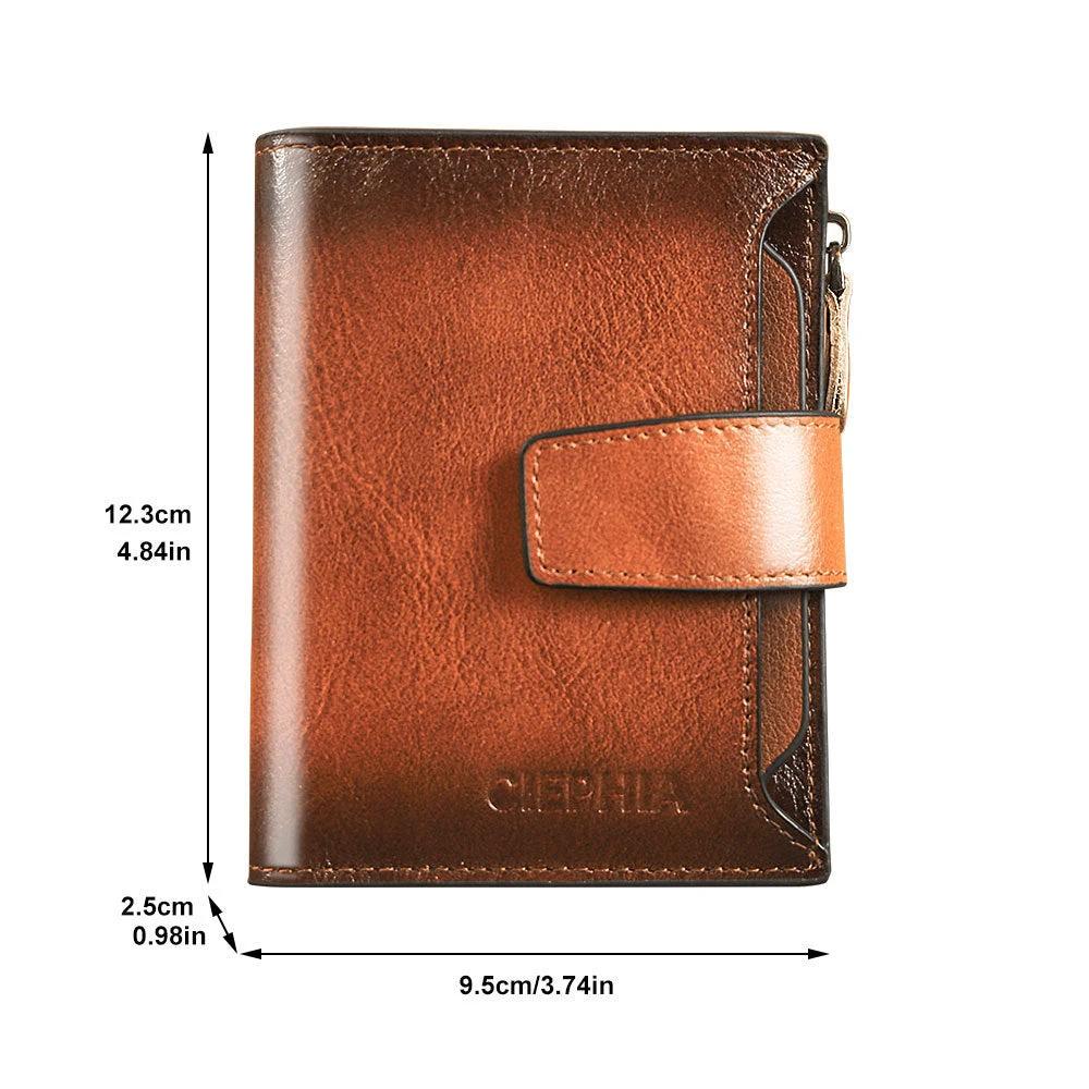 Men's Leather Wallet Multi-function Anti-theft Zipper by GJG Denim