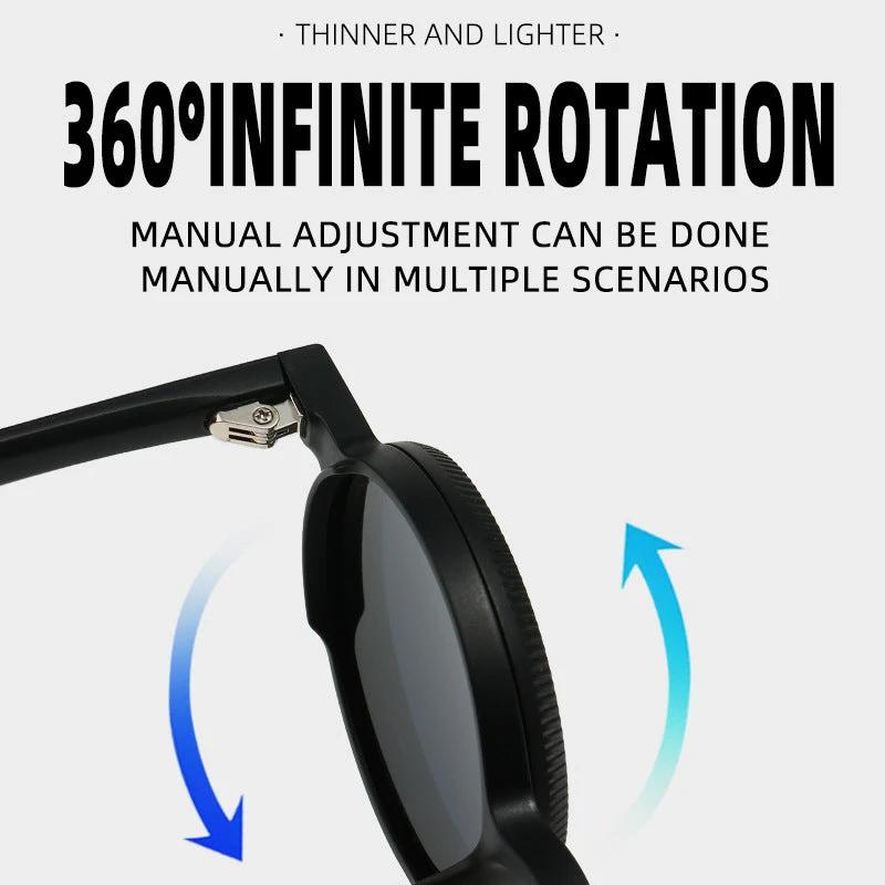 Adjustable Zoom Round Frame Polarized Sunglasses For Men by GJG Denim