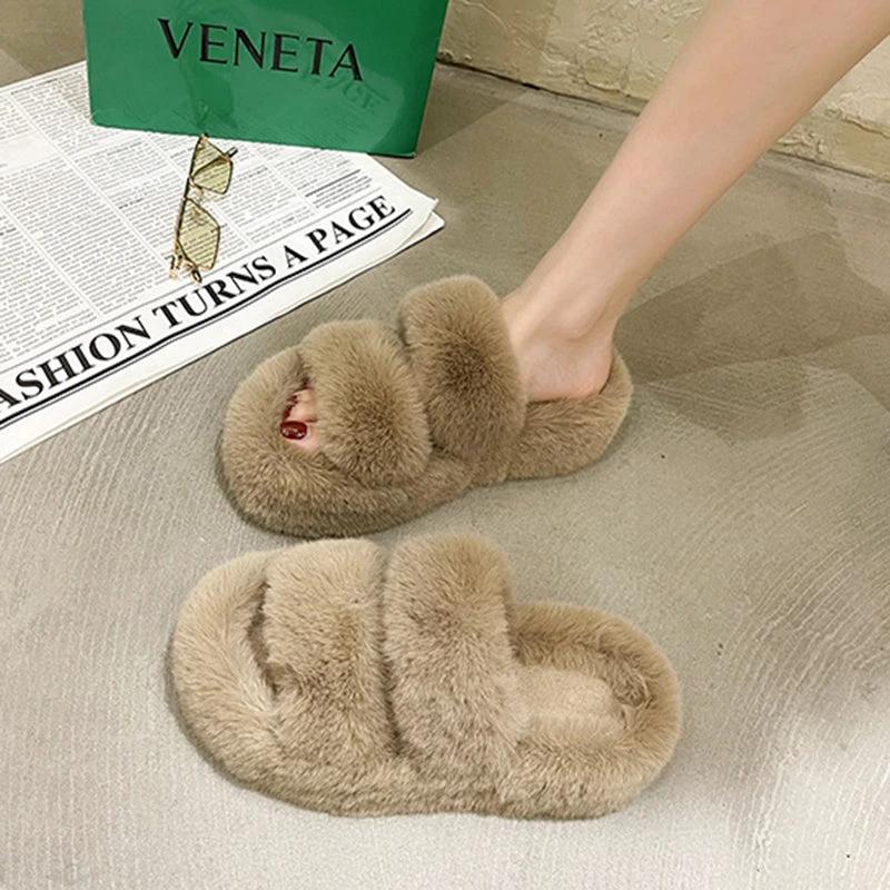 Fuzzy Slippers Women House Shoes Fluffy Bedroom Slippers by GJG Denim