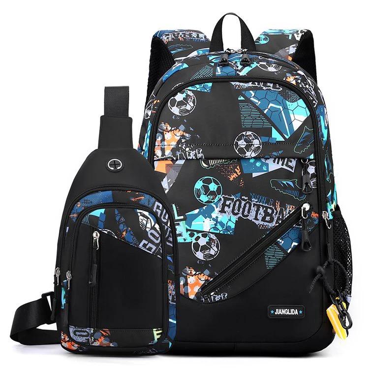 Mens Two-Piece Set Backpack And Chest Bag by GJG Denim