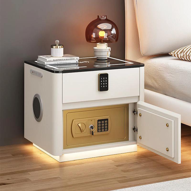 Bedroom Multi-functional Smart Safe Bedside Table Wireless Integrated Charging Safe by GJG Denim
