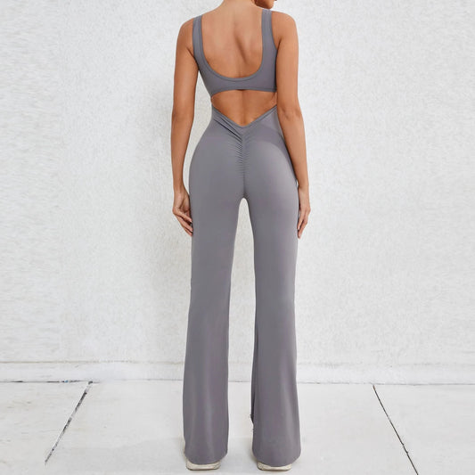 Hollow-out Beauty Back Sports Workout Clothes Jumpsuit by GJG Denim
